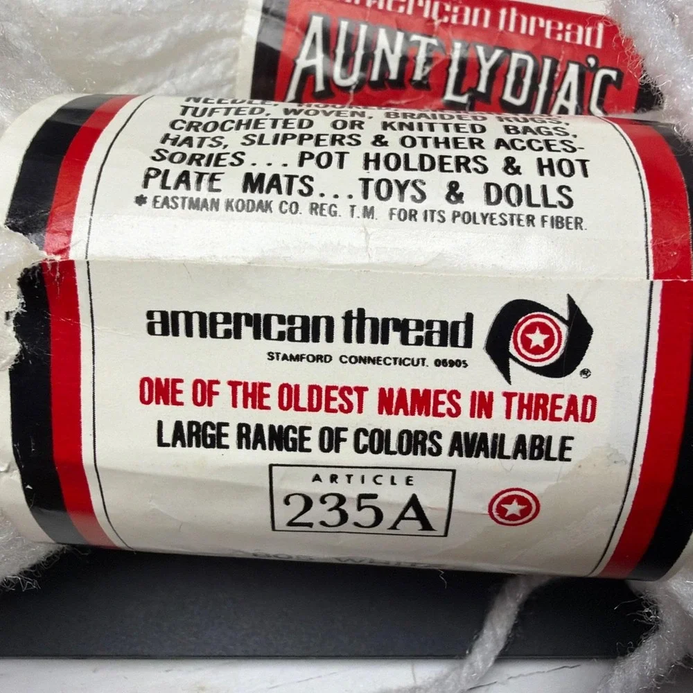 Aunt Lydia's Heavy Rug Yarn 70 yds Each #805 White 8 Skeins Vtg